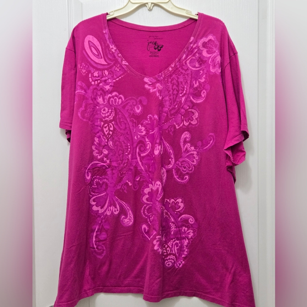 *T25793 Pink Vintage JMS Floral  Design Tee.